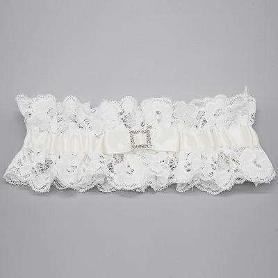 China M80030 White Wedding Garter Set Chiffon Flower Lace Bridal Garter M80030 for sale