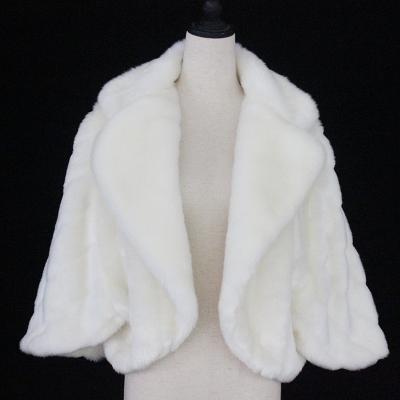 China EUR D1332 Ivory Fur Bride Shawl For Wedding Dress Fashion Knitted Ivory Cape Shawl Wrap Faux Fur Scarf Stoles For Wedding Dresses for sale