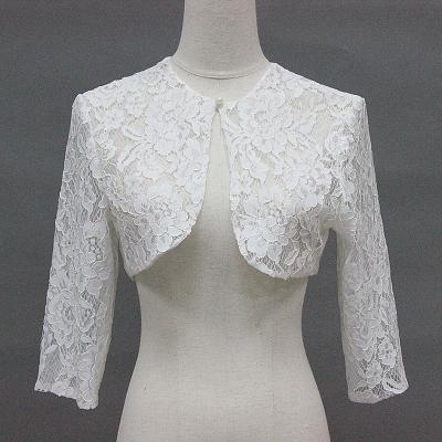 China D1318 White Chiffon Women Lace Pearl Wedding Shawls Cape for sale