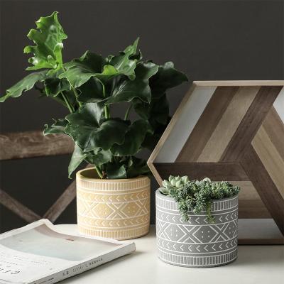 China CLASSIC Nordic round cement flower pot decoration size succulent simple creative home flower pot for sale