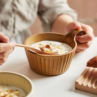 China Retro Japanese Style Stoneware Breakfast Cup Household Sustainable Oatmeal Cup Large Capacity Coffee Cup for sale