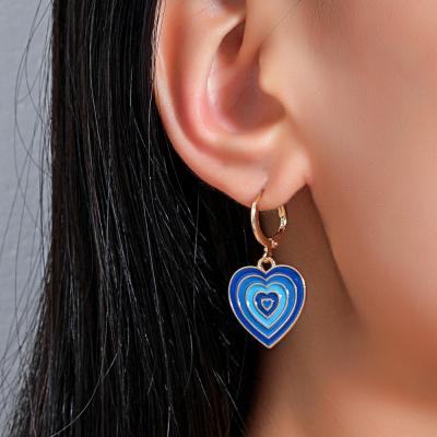 China Japanese and Korean colorful stainless steel earrings cute heart style Korean earrings for sale