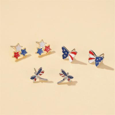 China Europe and America color star earrings dragonfly earrings sweet cute sweet earrings stud jewelry for sale