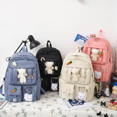 China New beautiful Japanese style school waterproof backpack set bag girls fashion schoolbag 4pcs high school bag set for school for sale