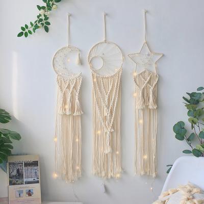 China Nordic Home Room Decor Bohemian Macrame Wall Hanging Woven Nursery Decor Kids Dreamcatcher Dreamcatcher for sale