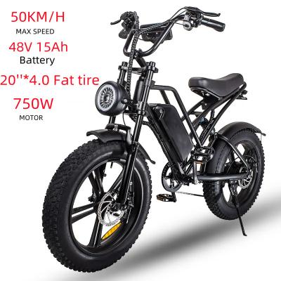 China Aluminum Alloy 20inch Electric Bicycle E Bike adults fat tire electric bike  48V750W 15Ah 7speed electric city bicycle beach city e-bike for sale