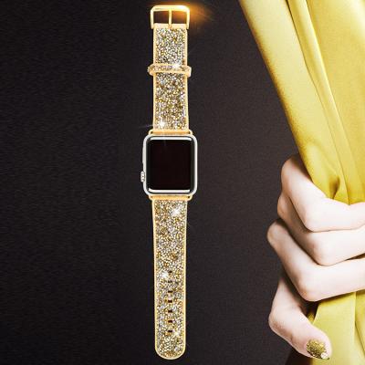 China Leather 2022 Wholesale Custom Design iwatch Colorful Designs Apple Watch Bands 30mm 44mm Bling Diamond Smart Watch Bands For for sale