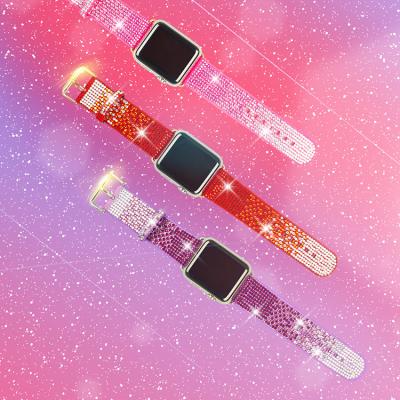 China Leather Western Custom Watch Band For Apple Diamond Watchband Leather Watch Band Sublimation For Apple Watch for sale