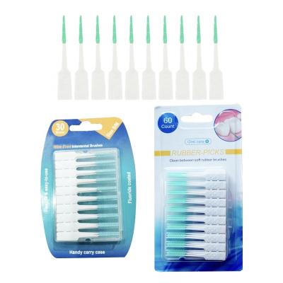 China Family Silicon Disposable Interdental Pick Brushes Biodegradable Soft Rubber Toothpicks Bamboo Soft Picks for sale