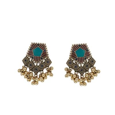 China 2021 New Design Vintage Fashion Oil Drop Earrings Colorful Indian Style Gold Jhumki Jhumka Bohemia Women Ethnic Ethnic Earrings - E1078 for sale