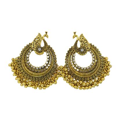 China BOHEMIA Jhumka Jhumki 2021 Ethnic Big Peacock Carved Indian Drop Earrings Bollywood Kundan Jhumki Jhumka Gypsy Earrings Jewelry for sale