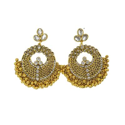 China 2021 BOHEMIA Style News Vintage Jhumka Jhumki Jewelry Metal Indian CSI Product Retro Ethnic Jhumki Jhumka Earrings Hollow Out Rhinestone Gypsy Ethnic Earrings for sale