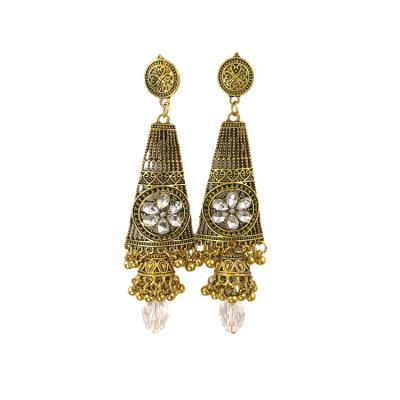 China Hot Selling Classic Indian Jhumki Jhumka Bohemian Gypsy Earrings Crystal Rhinestone Drop Dangle Bell BOHEMIA Jewelry 2021 for sale