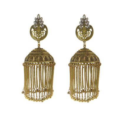 China Indian Collection Jewelry 202 Jhumki Jhumka Ethnic Chandelier Earring Design Long Tassel Dangle Earrings For Women&Girls - E1118 for sale