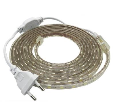 China IP67 Residential Waterproof High Volt AC220V/AC110V LED Strip Light Rope Light SMD5050 60LEDs/M Flex Neon Light Ribbon LED With Switch Socket for sale