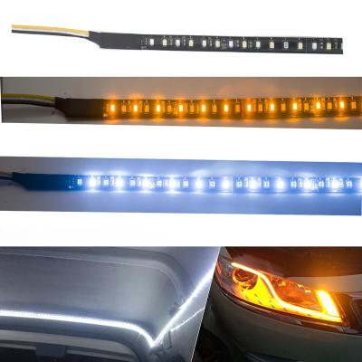 China 2Pcs 60cm Car LED Turn Signal Light Indicator Strip DRL Strip Flashing Yellow Light Amber/Yellow 2Pcs Waterproof White YK-SM-2835-60-X for sale