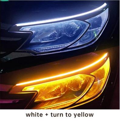 China 2pcs Car Daytime Running Strip Brake Flow Lights 12V 2500 LED DRL Flexible Waterproof Auto White Turn Signal Light Yellow Avalanche 2500 Headlights for sale