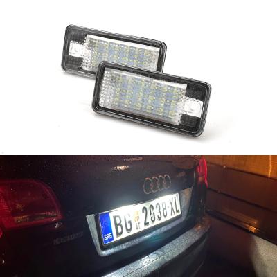 China PC+Aluminum Car LED License Plate Light For Audi A3 S3 A4 S4 B6 A6 S6 A8 S8 For Car License Number Plate Light Lamp Car Lights for sale