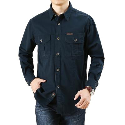 China Men's shirt 100% Button-front casual anti-pilling men's clothing camisas de algodon cotton twill long sleeve autumn for sale