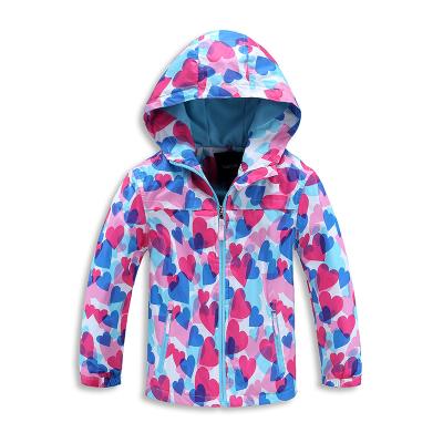 China Girls Windproof Waterproof Breathable Rain Jackets Anorak Raincoats Hooded Fleece Coat for sale