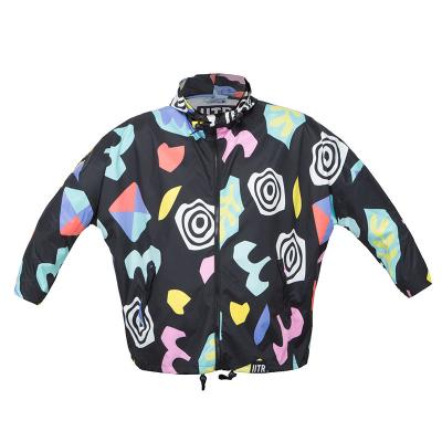 China Waterproof printed design recycled jacket girls rpet windcoat with hood for sale