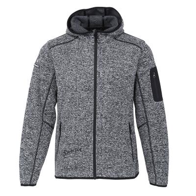 China Breathable Polyester Woven Softshell Fabric On Pocket Mens Knitted Strickfleece Jacket for sale