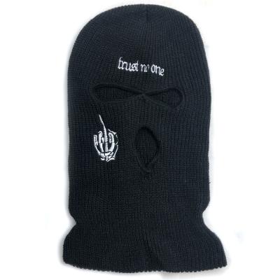 China Wholesale Custom Neon Ski Mask COMMON Balaclava Three Hole With Embroidery Logo Winter Hat Balaclava Knitted for sale