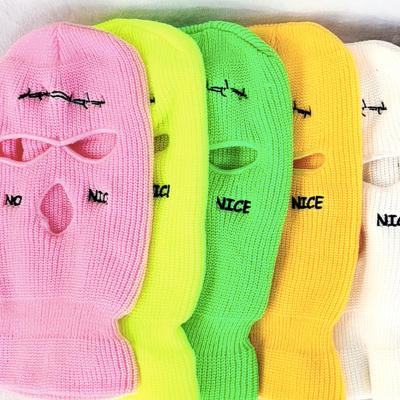 China Designer COMMON Custom Color Embroidery Logo Premium Quality Knitted Skimask Balaclava Ski Mask for sale