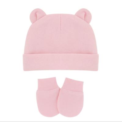 China Infant Hat And Dobby Baby Hat Cotton Newborn Hat Gloves Set For Baby for sale