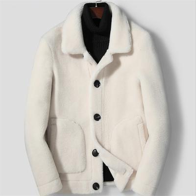 China Anti-wrinkle Mens Winter Mens Sheared Fur Coat Warm Sheepskin Coats With Collar for sale