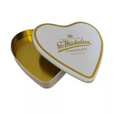 China Custom Food Valentines Day Gift Box Packaging Tin Box Chocolate Candy Heart Metal Shaped Gift Box for sale