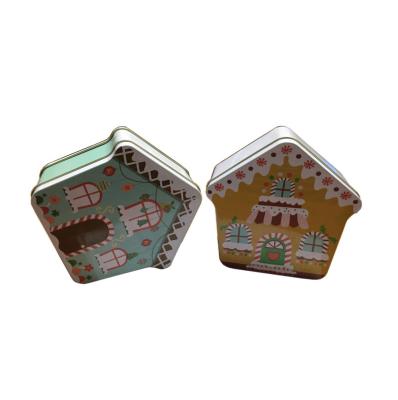 China Funny Food 2022 Arrow Shape Tin Box Christmas House Shape Metal Boxes Cookie Metal Tins for sale