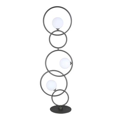 China Industrial Art Metal Circles Design Floor Lamp Round Glass Shade Tall Standing Lamp Homelighting Decor for sale