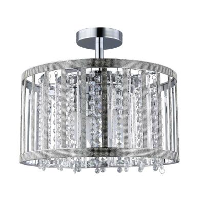 China Surface Mounted Retro Luxury Clear Satin Nickel K9 Metal Crystals Ceiling Lamp Good For Bathroom for sale