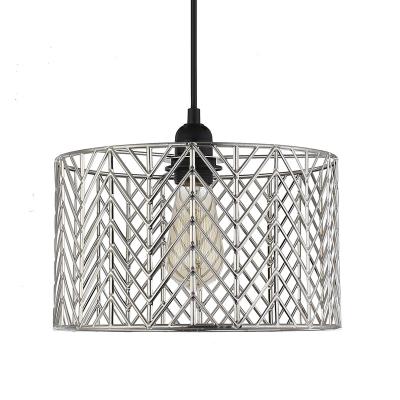 China Modern Industrial Satin Nickel Woven Metal Shade Modern Pendant Lighting For Kitchen Dining Room for sale