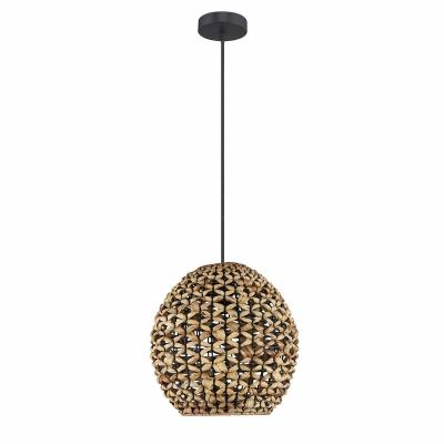 China Farmhouse Art Design Round Shade China Cage Lamp Natural Material Light Decor Pendant Lighting Lamp for sale