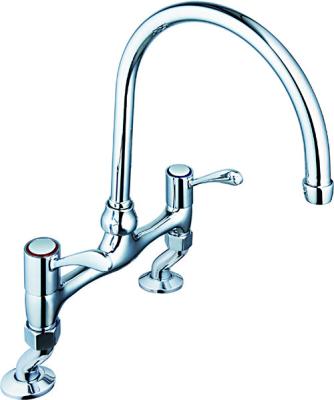 China Sense Faucets Luxury Style Double handles Brass Tap Kitchen Sink Deck Mounted Faucet for sale