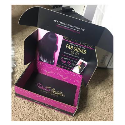 China Recyclable Custom Logo Wig Packaging Boxes Hair Extension Package Hair Extension Package Shipping Corrugated Box for sale