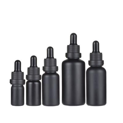 China Fast Delivery Cosmetic Glass Cosmetic Glass Bottle 5ml 10ml 15ml 20ml 30ml 50ml 100ml Matte Black Dropper Bottle Beautiful for sale