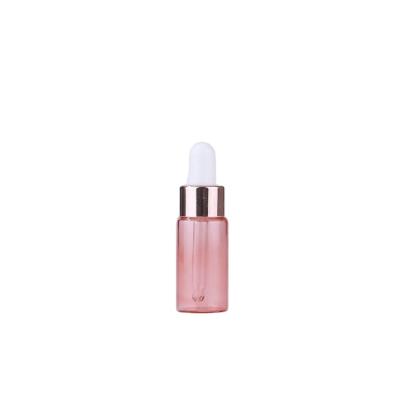 China 5ml cosmetic rose gold dropper leak proof glass bottle for serum essential oil vial with rose gold aluminum lid for sale