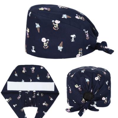 China Fashion Hat Women's Doctor Nurse Hat Operating Room Cotton Print Scarf Cigarette Pack Hat Oil-proof Nightcap for sale