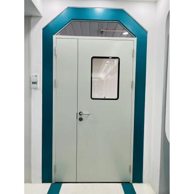 China Clean Room Asymmetric Double Leaf Metal Door , Powder Coated Hospital Steel Door for sale