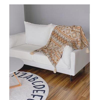 China Fashion Style Solid Color Acrylic Geometric Bohemian Travel Canvas Sofa Bed Cover Blanket Fringe Blanket Custom Made Anti-Static for sale