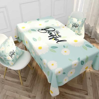 China OEM ODM China Factory Color Polyester Waterproof Indoor Linen Table Cloth Washable Rubbing Tablecloth for sale