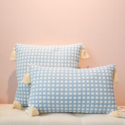 China Nordic Breathable Geometric Pattern Plaid Look Cushion Cover Sofa Decoration Linen Throw Pillow Cover for sale