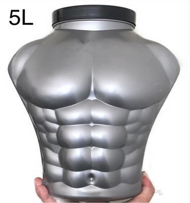 China 5L Muscle Shaped Pet Plastic Container Shatterproof Protein Powder Storage Container for sale