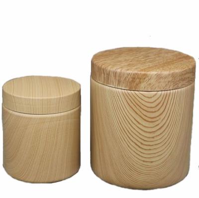 China Heat Transferring Plastic Powder Canister Food Wooden Storage Jars 95mm Dia for sale