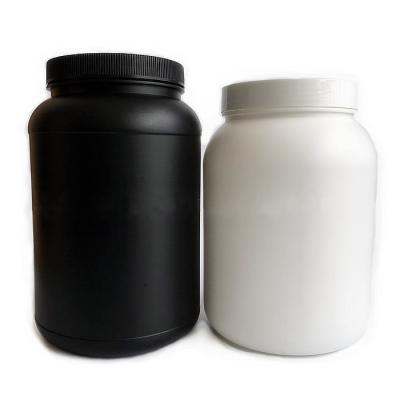 China 135mm Height HDPE Round Protein Powder Storage Jar Black Canister With Lid for sale