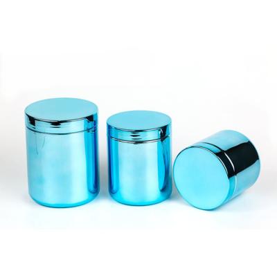 China Wide Mouth Metalized Chrome Plastic Powder Canister 100Ml-2000ml Jar With Lid for sale