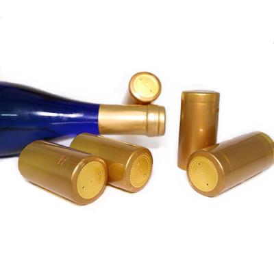 China Heat Shrinkable Pvc Wine Bottle Capsules 65mm Height Gold Color for sale